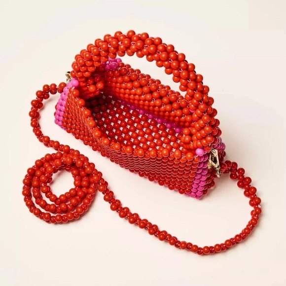 Kate Spade x Target Red and Pink Beaded Colorblock Crossbody Bag NWT - Picture 4 of 5